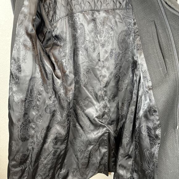 Enzo Tovare Italy Mens Frank Long Car Coat 38 R Black Cotton Blend Classic - Picture 9 of 10